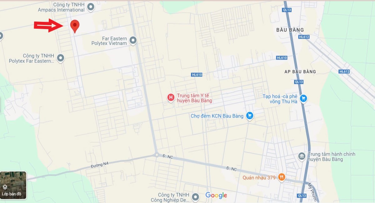 Vị trí khu Shop House thương mại Becamex Bàu Bàng trên google maps